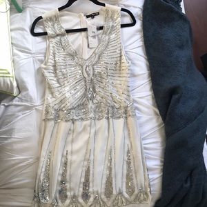 White Sequin TFNC London Stacey Cocktail Dress